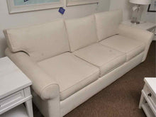 Ethan Allen 'Bennett' Ivory Vintage Linen Upholstered 3  Cushion Sofa