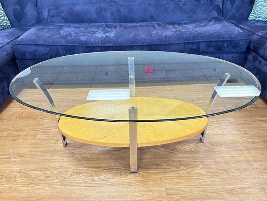Oval Glass Top Cocktail Table