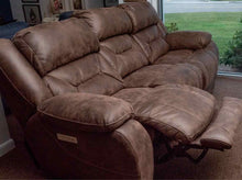 Home Stretch Brown Felt Uphostered Power Reclining Sofa