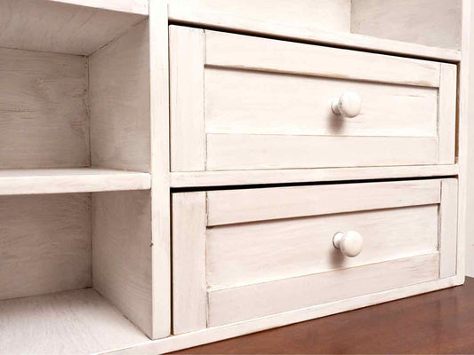 Pier 1 Imports White Washed Finish Stained Ash Top 6 Drawer  Desk