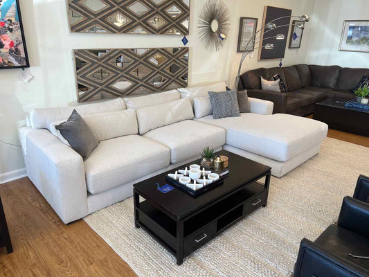 Crate & Barrel 'Lounge' White Sofa w/ Chaise