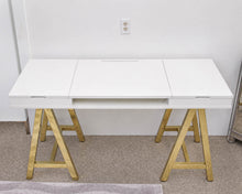 Pottery Barn Desk in White with Signiture Gold Trestle Legs