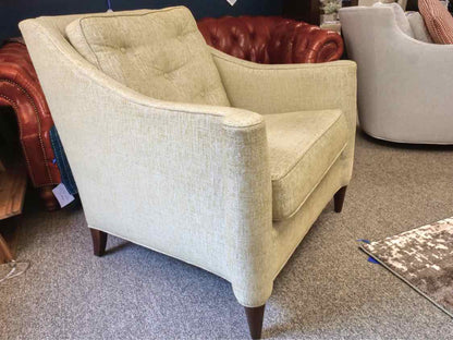 Pair of Emerson Bentley  Modern Chairs W/ Gold Tweed Fabric