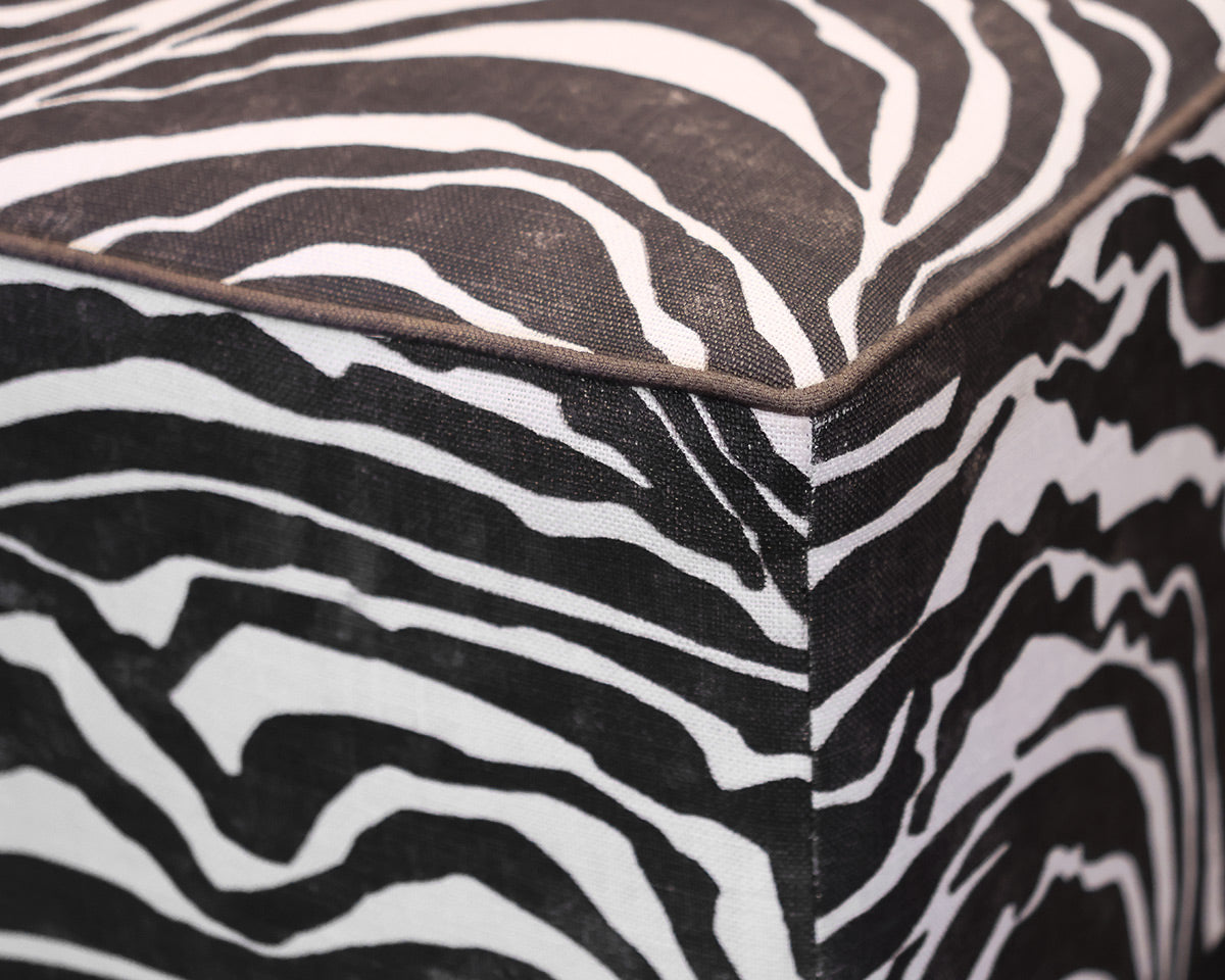 Custom Kravet Square Zebra Ottoman