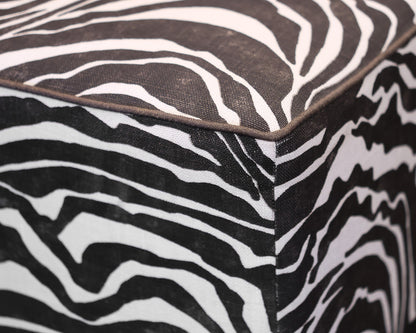 Custom Kravet Square Zebra Ottoman