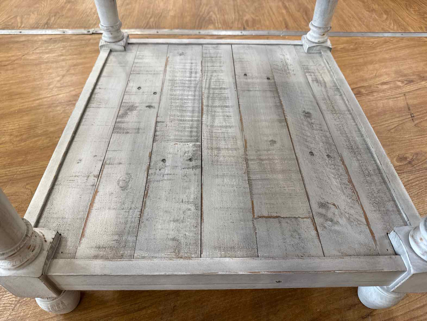 Pair of Whitewash Reclaimed Wood Side Tables