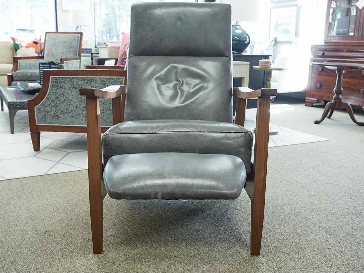 Crate & Barrel  Grey Leather Recliner