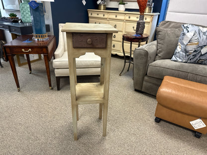 Tall Plant Stand with Small Drawer in Pale Green