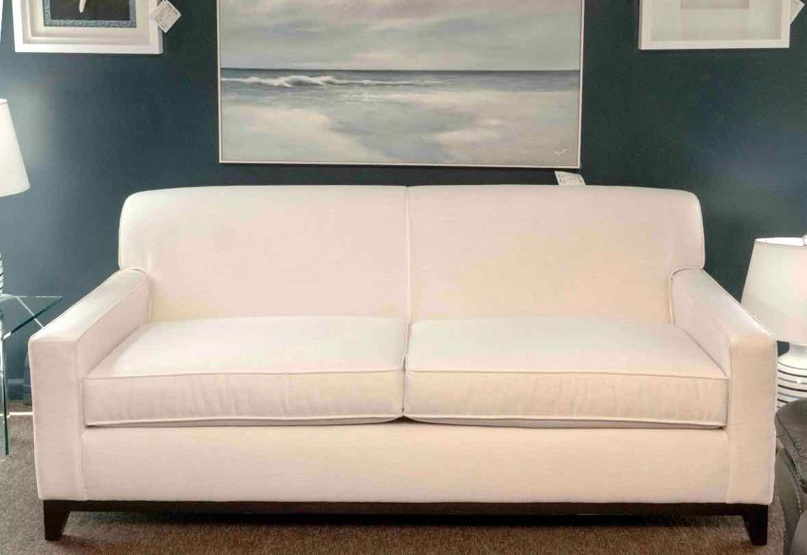 Bassett White Chenille & Cotton Blend 2 Cushion  Sofa