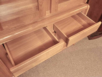 Vermont Hale  Oak Glass Doors  3 Drawer 3 Door & Glass Shelves  Hutch