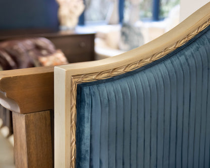 Caracole 'Composition's' Peacock Blue Velvet Upholstered Platform Queen Bed