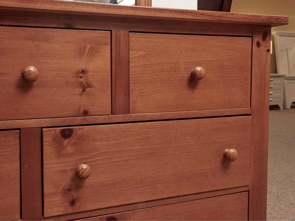 Broyhill Pine 7 Drawer Dresser & Mirror