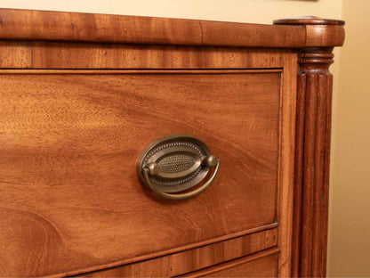 Mahogany Bowfront 4 Drawer Reeded Columns Chest