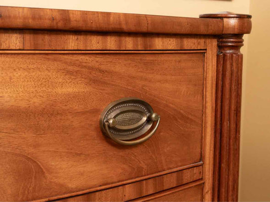 Mahogany Bowfront 4 Drawer Reeded Columns Chest