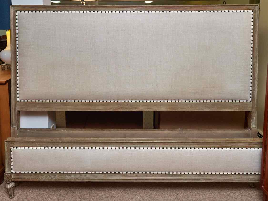 Restoration Hardware 'Maison' Linen Upholstered Nailhead Trim  King Bed