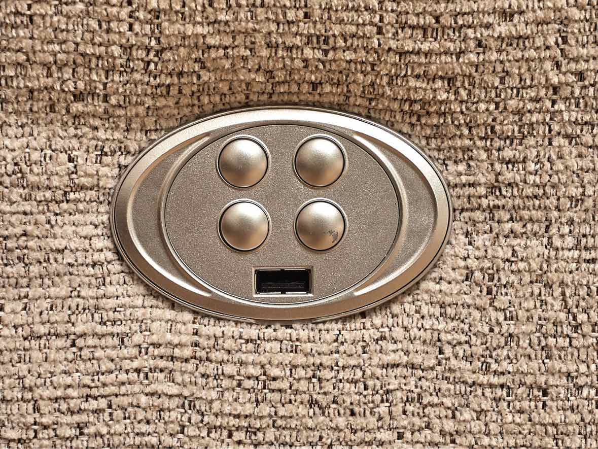 Southern Motion Inc  Power Recliner In Ivory Gray  Upholstery