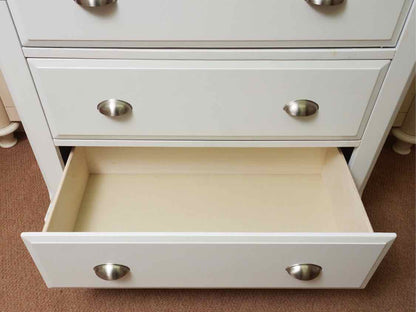 Off White Finsh 5 Drawer Chrome Hardware Chest