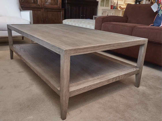 Restoration Hardware French Gray Finish With  Lower Shelf  Cocktail Table