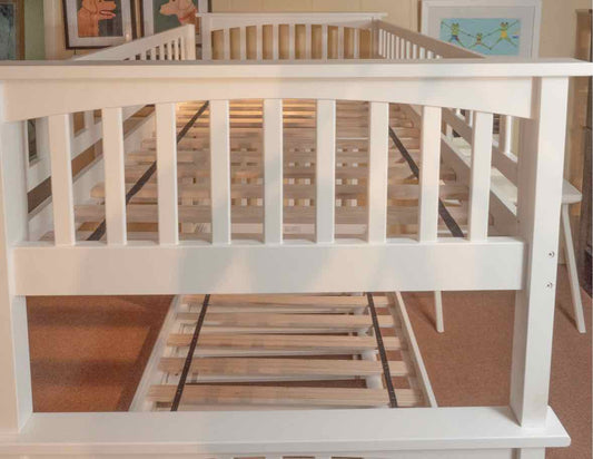 White Finish Twin Over Twin Bunkbed With Pull Out Trundle