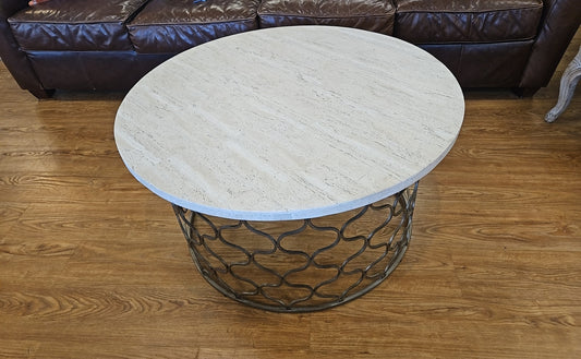 Basset White Stone Top Cocktail Table