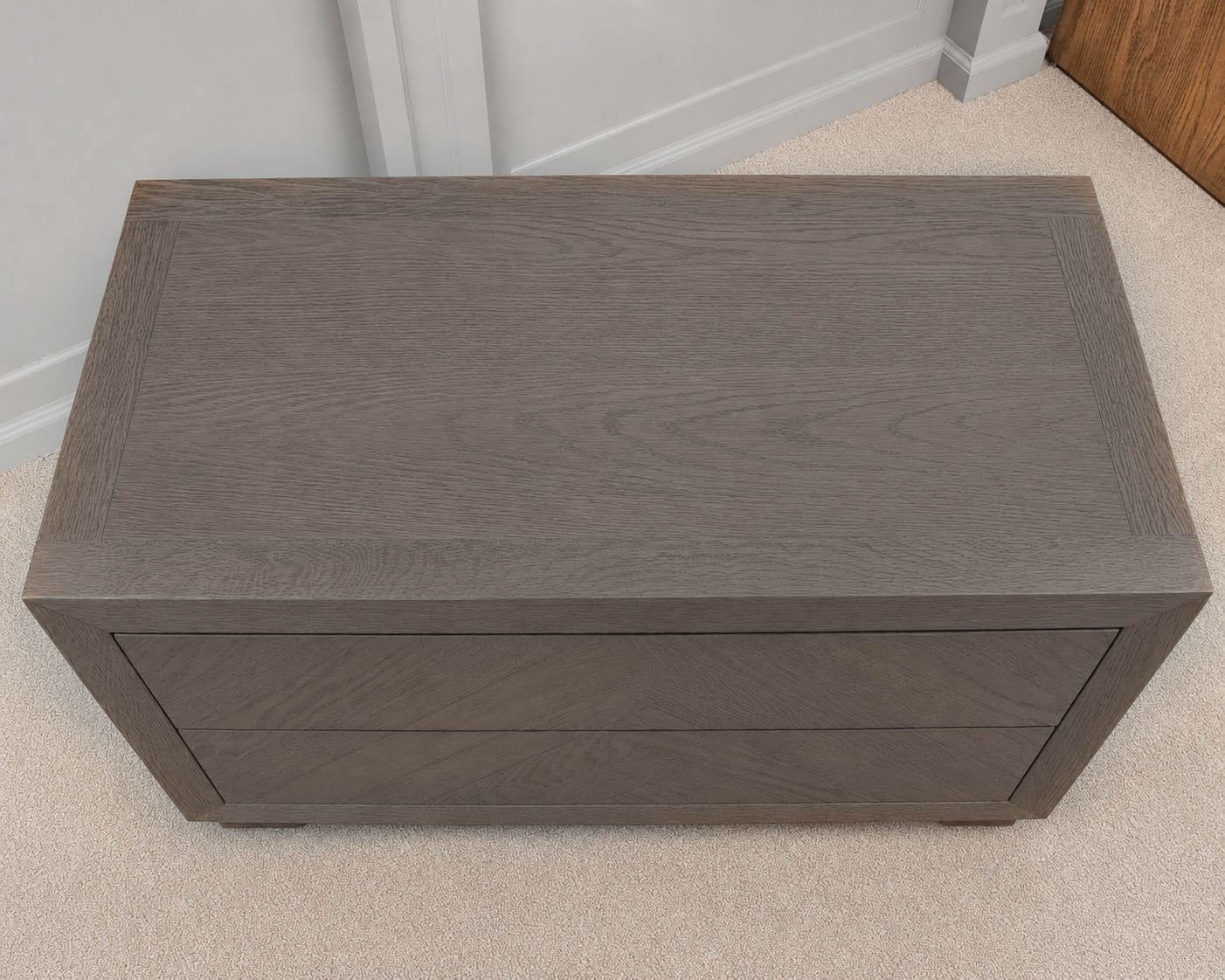 RH Herringbone 40" Closed Nightstand in Brown Oak Finish