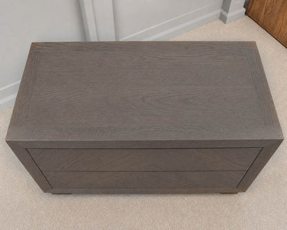RH Herringbone 40" Closed Nightstand in Brown Oak Finish
