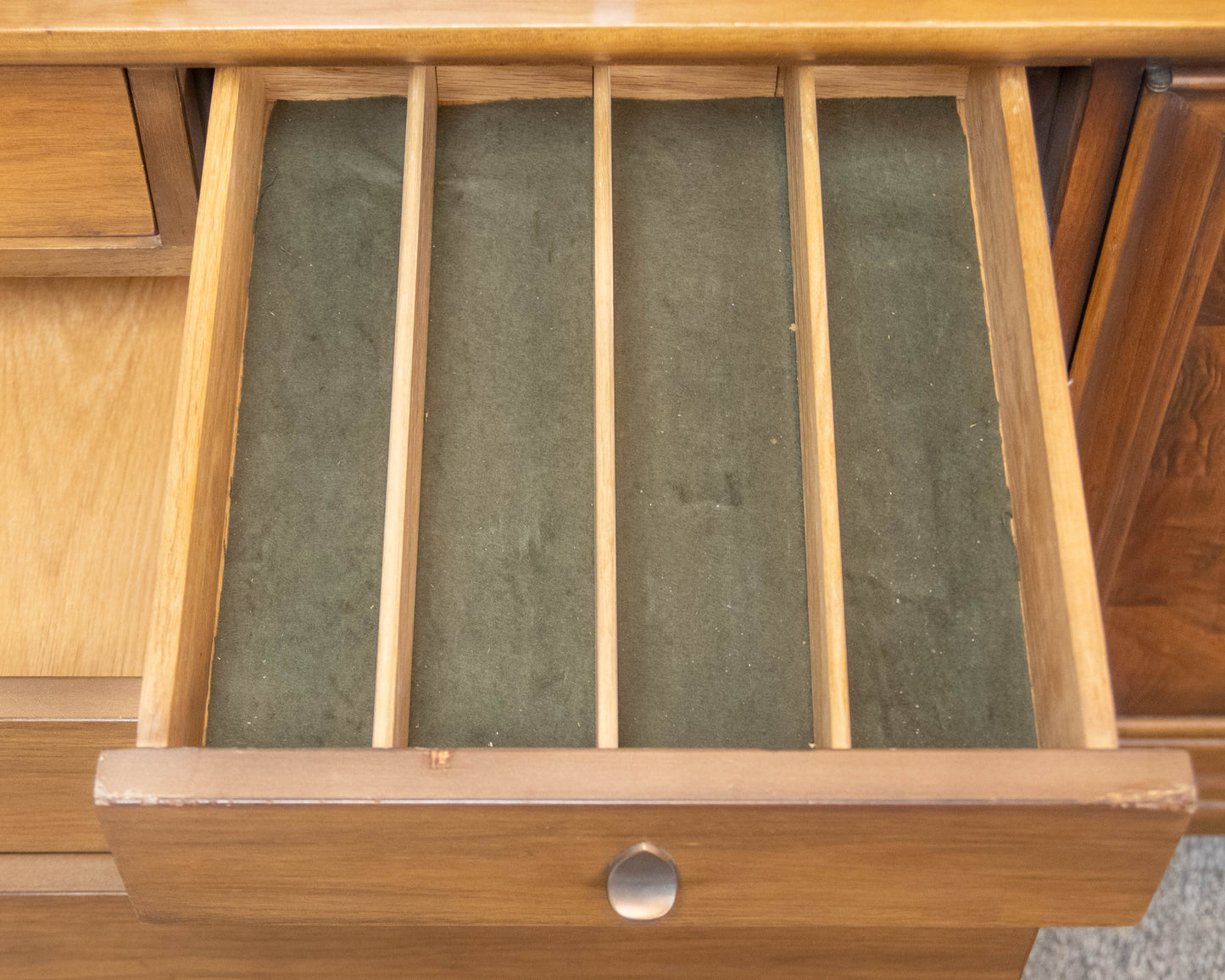 RWay Walnut  MCM 2 Piece Hutch with Sliding Glass Doors