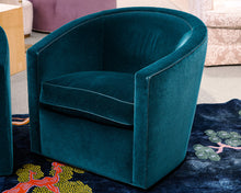 Pair of A. Rudin Custom Upholstered Swivel Chairs
