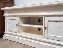 Cream Distressed Finish Media Furniture with 2 Doors
