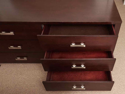 Espresso Finish 6 Drawer Chrome Handles Dresser