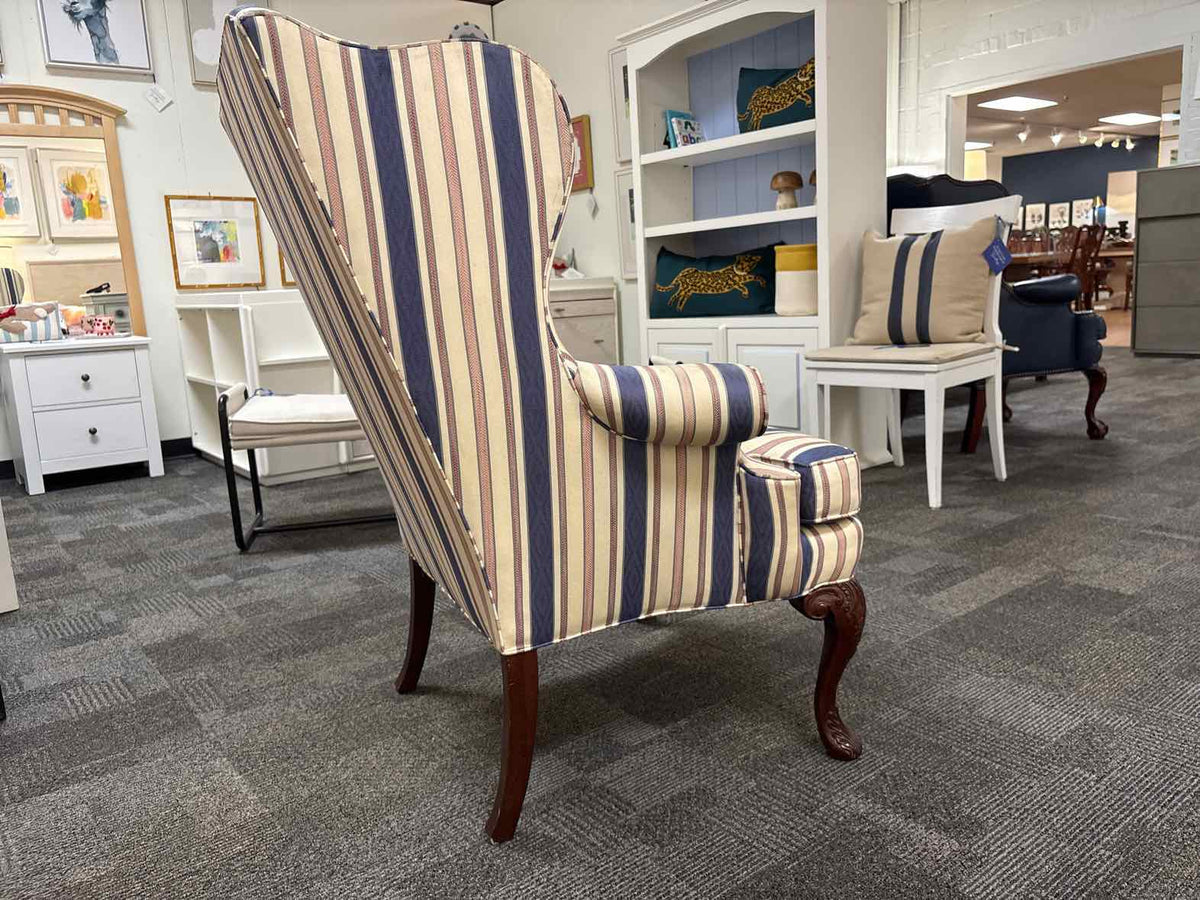 Striped Wingback Chair