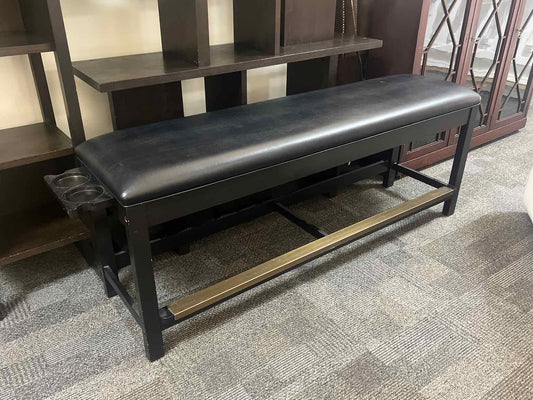 Legacy Billiards Black Leather Storage Bench