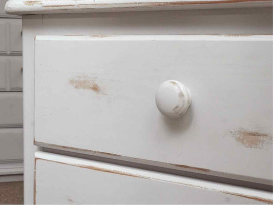 Distressed White Finish Pine 7 Drawer & 1 Door Dresser
