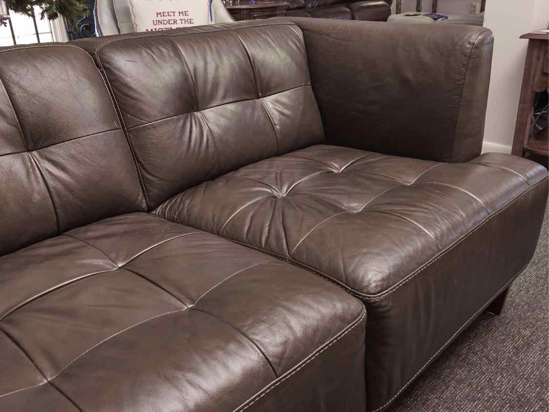 Macy's Chateau D'ax Charcoal Grey Tufted LeatherLoveseat