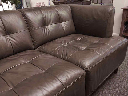 Macy's Chateau D'ax Charcoal Grey Tufted LeatherLoveseat