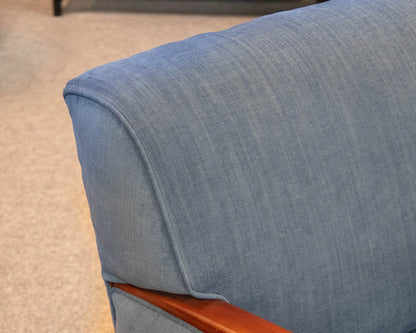 Cherry Frame Blue Upholstery Arm Chair