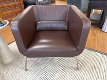 Ligne Roset Chocolate Leather Barrel Chair