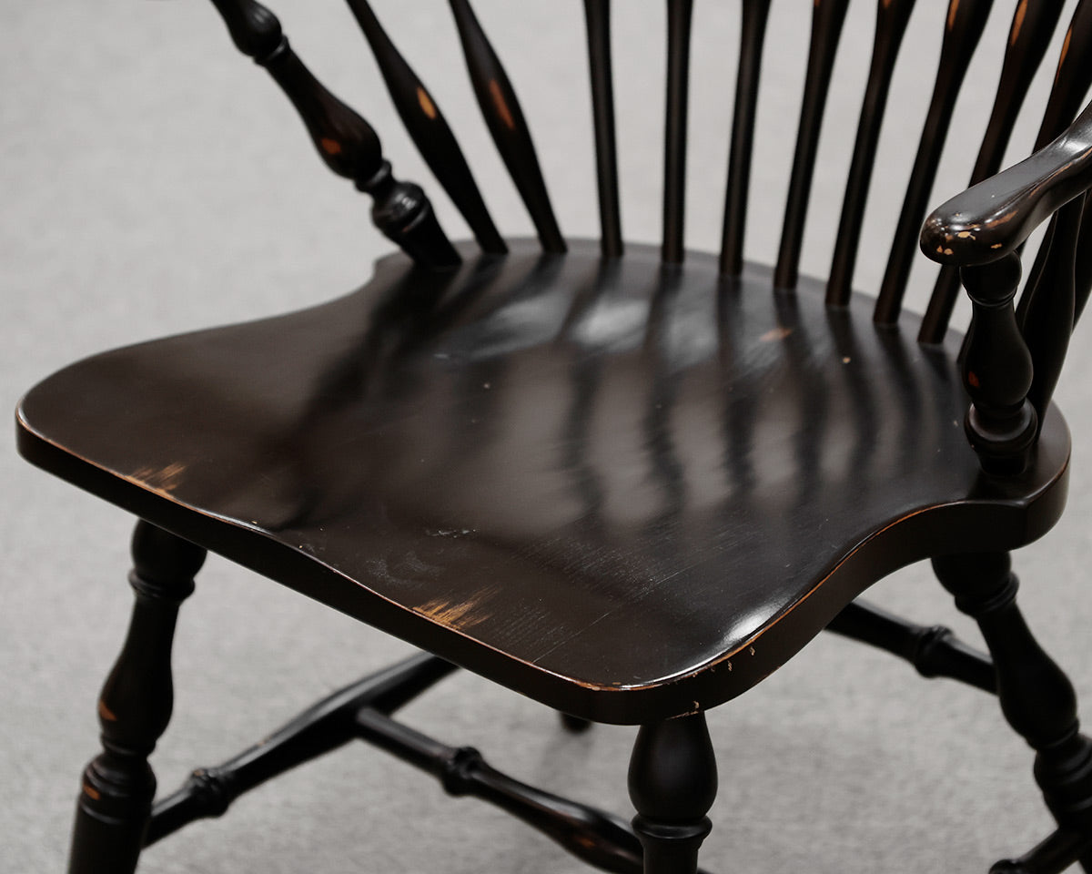 Set of 8 Black Windsor Dining Chairs