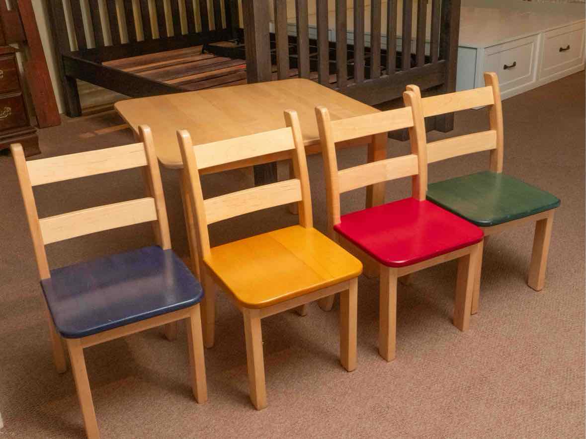 Cheska  Child's Wooden Square Table & 4  Chair Set