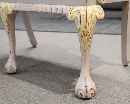 Chippendale White Painted Bench