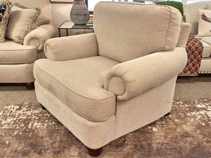 Huntington House Roll Arm Chair & Ottoman