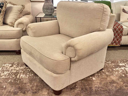 Huntington House Roll Arm Chair & Ottoman