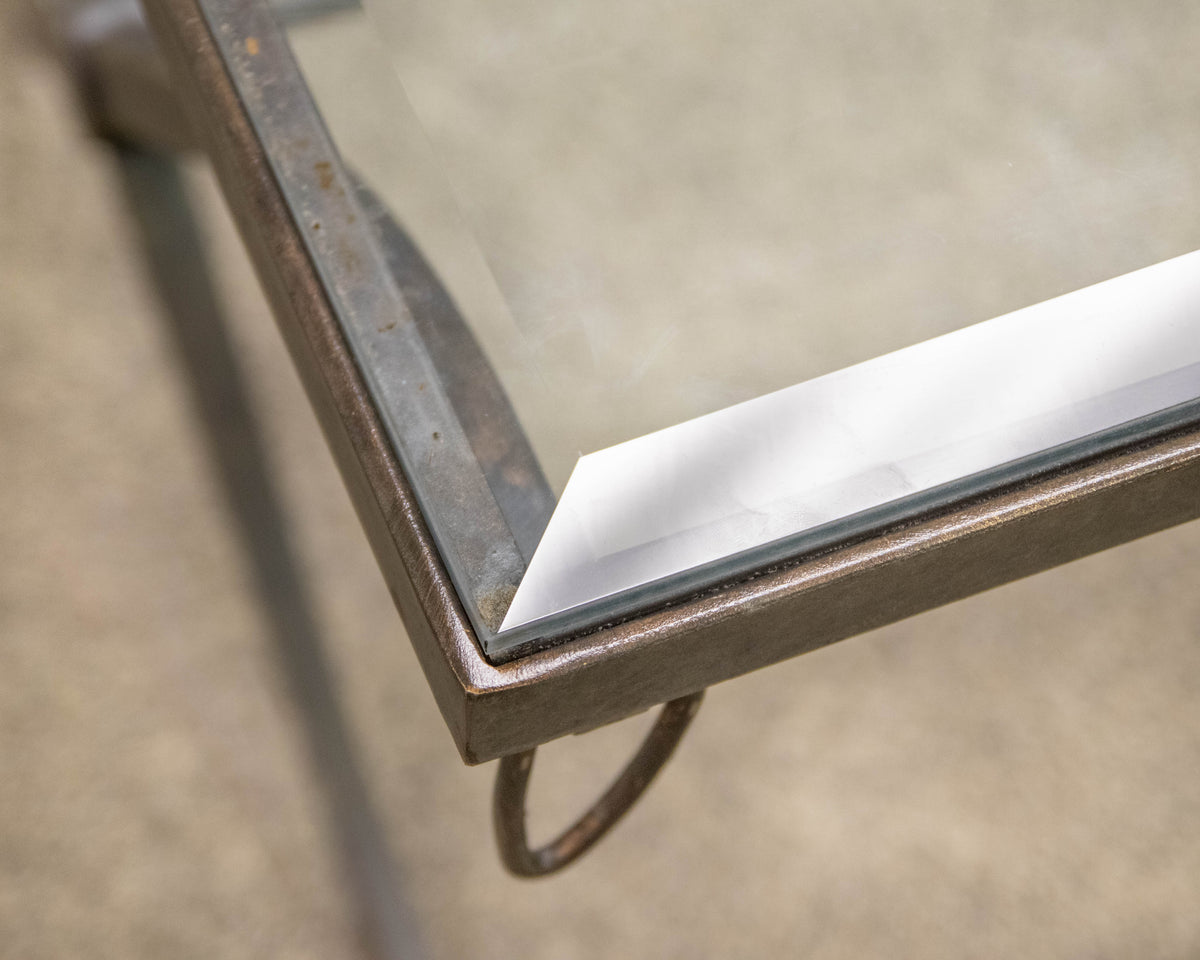 Barbara Barry for Baker Glass Top Cocktail Table With Iron Base