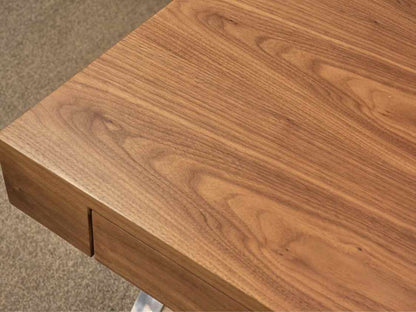 Contemporary Walnut Desk on Chrome Base