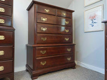 Cherry 7 Drawer Dresser with Gold Hardware