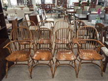 Set of 8 English Oak Windsor Dining Chairs from Leonard's