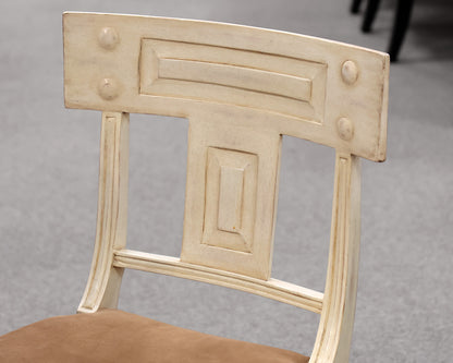 Set of 4 Distressed Cream Dining Chairs