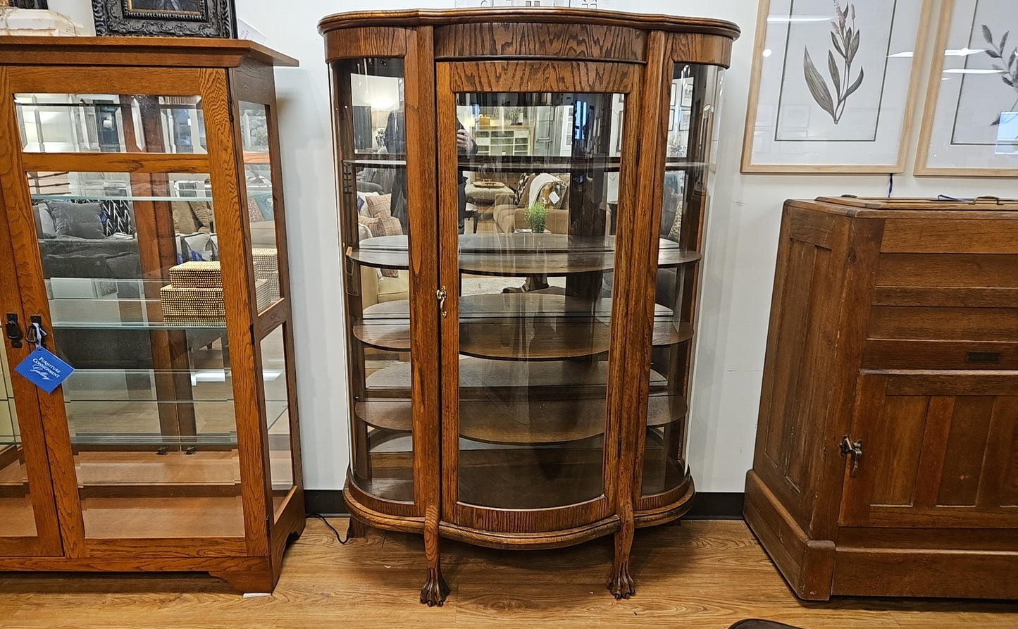 Vintage Oak Curio Cabinet