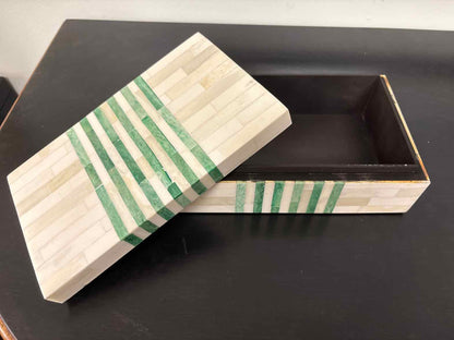 Medium Decorative Box in Ivory & Green