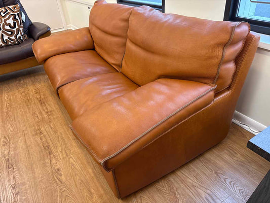 Roche Bobois 'Ascot' Cognac Leather Sofa
